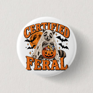 Certified Feral Funny Racoon Ghost Vintage 3 Cm Round Badge