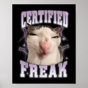 Certified Freak Eat Cement Cursed Cat Funny Cats M Poster