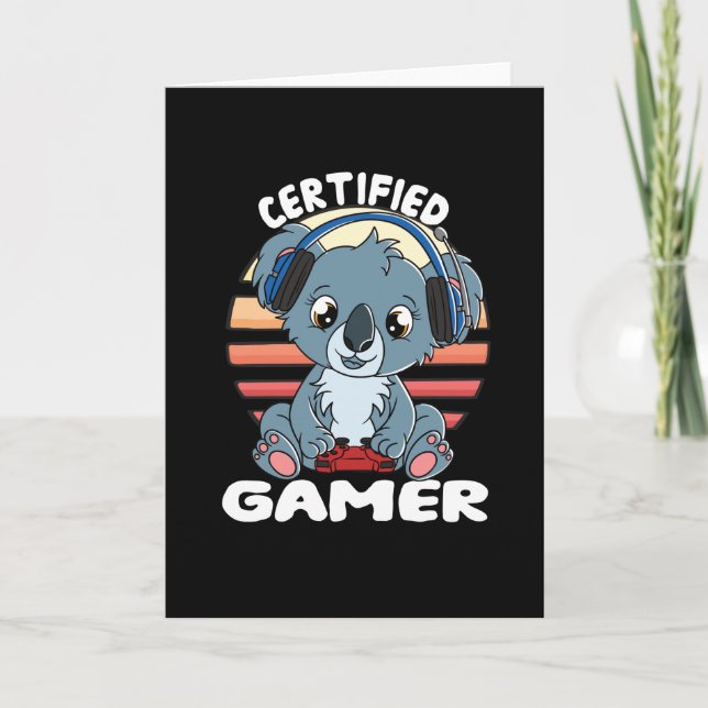 Certified Gamer Cute Koala Card (Front)