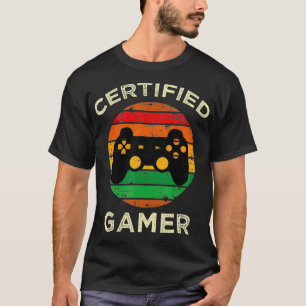 Certified Gamer Retro Funny Video Games Gaming Gif T-Shirt