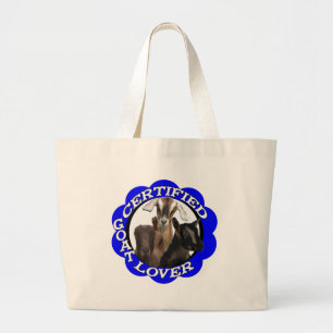CERTIFIED GOAT LOVER! LARGE TOTE BAG