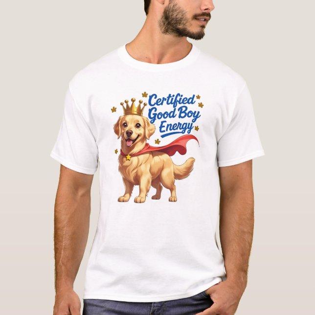 Certified Good Boy – Dog Lover Cartoon Design T-Shirt (Front)