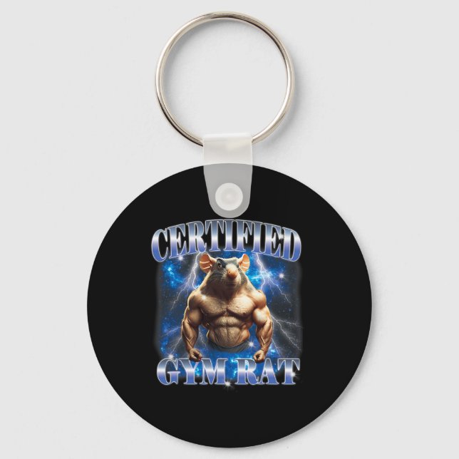 Certified Gym Rat Meme Fitness Bodybuilding Gym Lo Key Ring (Front)