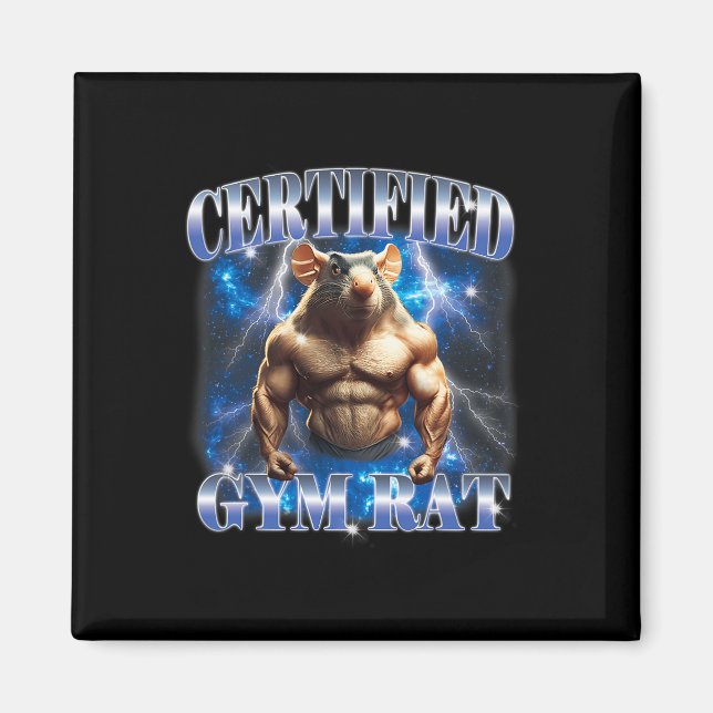 Certified Gym Rat Meme Fitness Bodybuilding Gym Lo Magnet (Front)