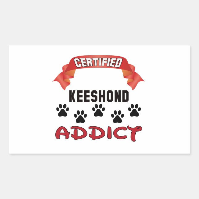 Certified Keeshond Addict Rectangular Sticker (Front)