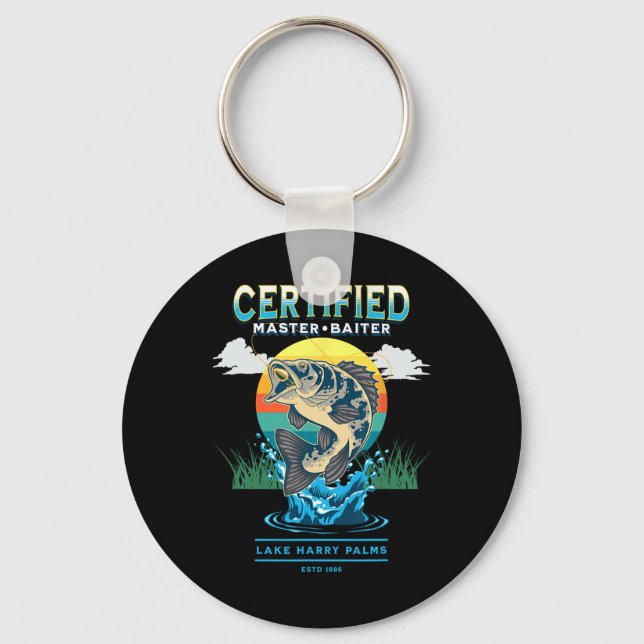 Certified Master Baiter Funny Fishing  Key Ring (Front)