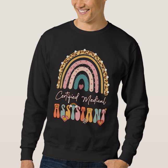 Certified Medical Assistant CMA Groovy Retro Rainb Sweatshirt (Front)