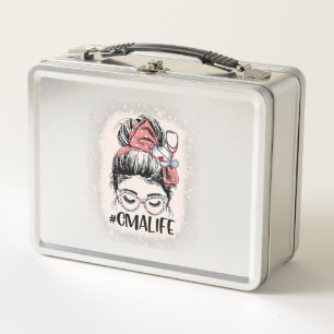 Certified Medical Assistant Messy Bun CMA Life Metal Lunch Box