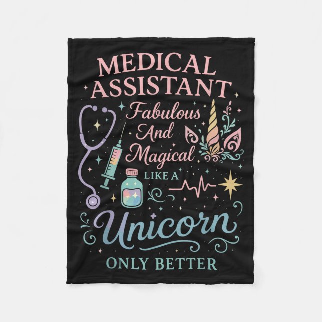 Certified Medical Istant Unicorn Cma Medical Istan Fleece Blanket (Front)