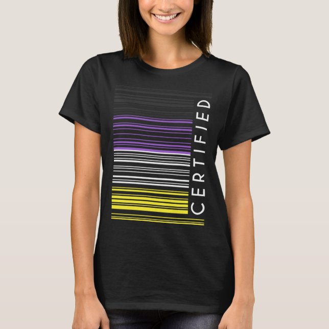 Certified Nonbinary Enby Flag Barcode Genderqueer  T-Shirt (Front)