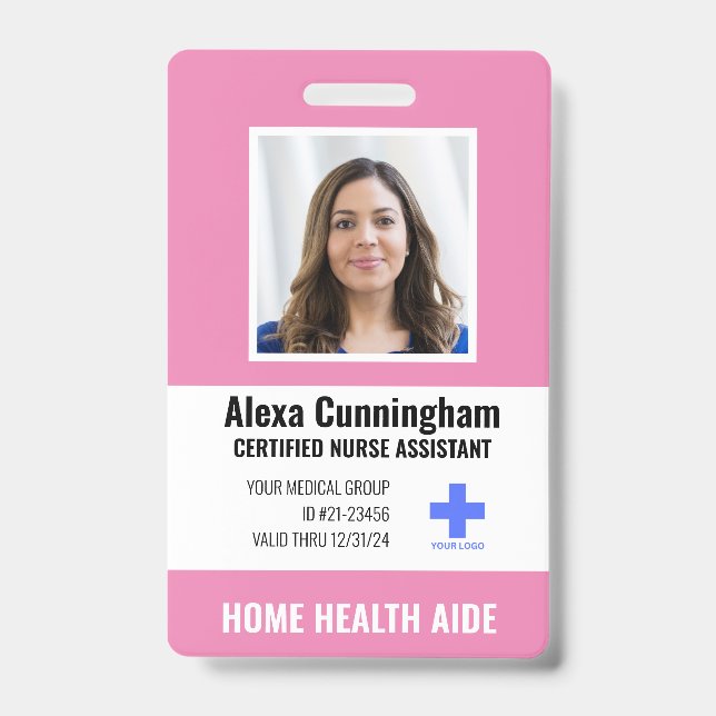 Certified Nurse Aide Photo ID Badge (Front)
