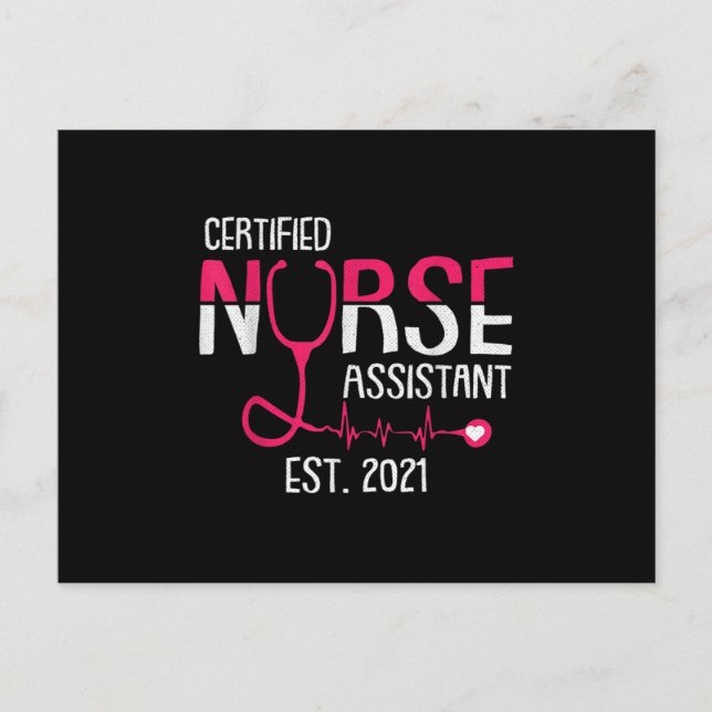 Certified Nurse Assistant Est 2021 CNA Nursing Aid Announcement Postcard (Front)
