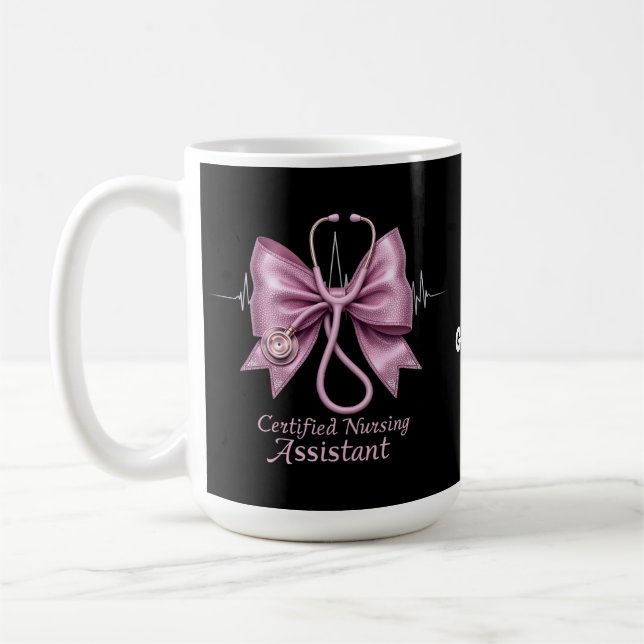 Certified Nursing Assistant CNA Coquette Bow  Coffee Mug (Left)