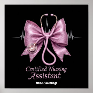 Certified Nursing Assistant CNA Coquette Bow Poster