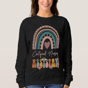 Certified Nursing Assistant CNA Groovy Retro Rainb Sweatshirt