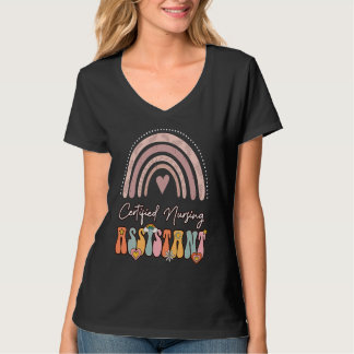 Certified Nursing Assistant CNA Groovy Retro Rainb T-Shirt