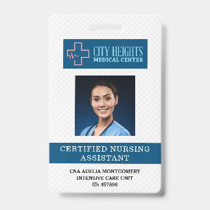 Certified Nursing Assistant CNA Name Photo ID Logo Badge