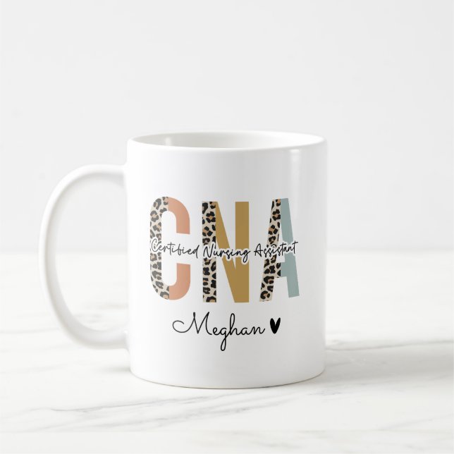 Certified Nursing Assistant Leopard CNA Nurse Gift Coffee Mug (Left)