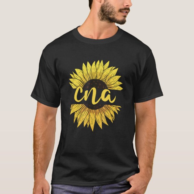 Certified Nursing Assistant Sunflower CNA Nurse T-Shirt (Front)