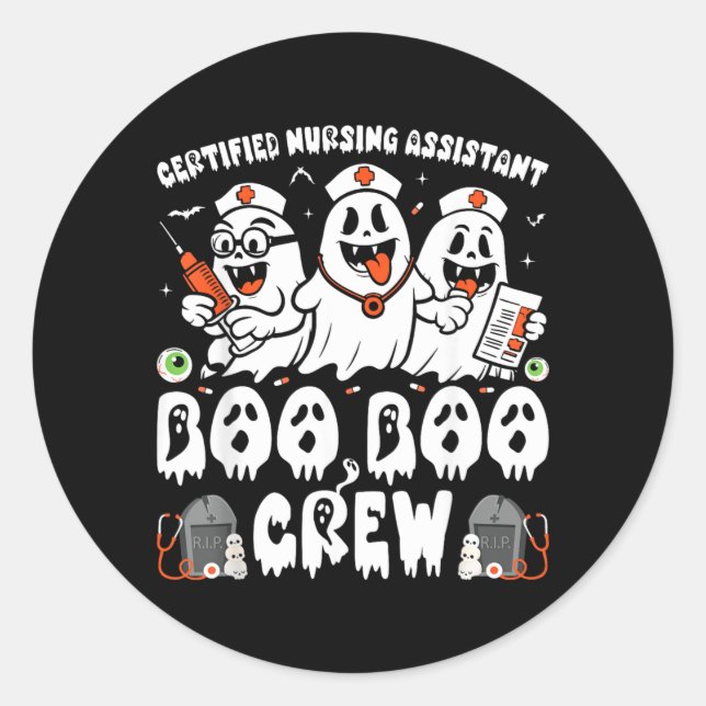 Certified Nursing istant Halloween Ghost CNA Classic Round Sticker (Front)
