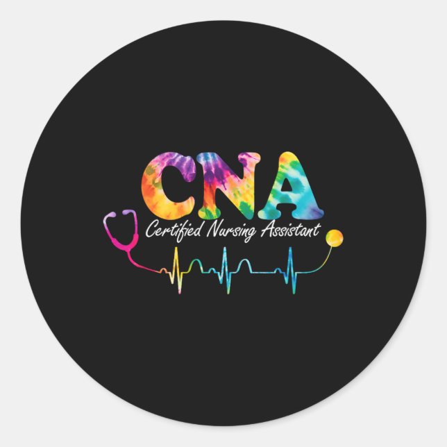 Certified Nursing Istant Tie Dye Cna Nurse  Classic Round Sticker (Front)