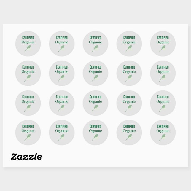 Certified Organic with Leaf Symbol Classic Round Sticker (Sheet)