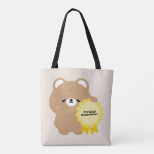 Certified Overthinker Brown Bear Tote Bag