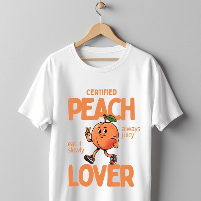 Certified Peach Lover Cute Funny Fruit Design T-Shirt (Creator Uploaded)