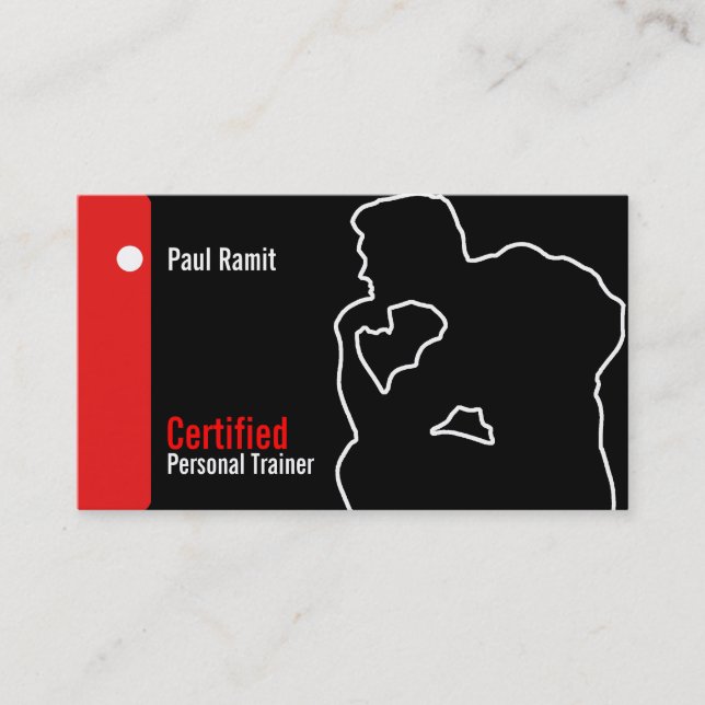 Certified Personal Trainer Business Red Black Card (Front)
