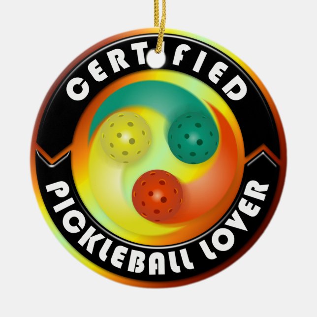 Certified Pickleball Lover 1 Ornament Options (Front)