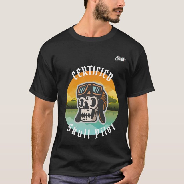 Certified Pilot Skull Shirt - Perfect for Aviators (Front)