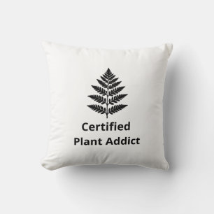 Certified Plant Addict Logo with Black Fern Silhou Cushion