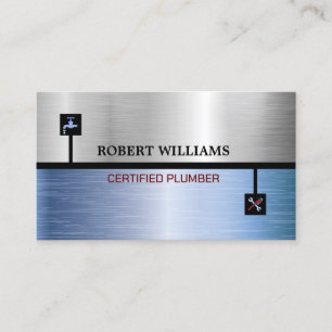 Certified Plumber Silver with Tape template Business Card