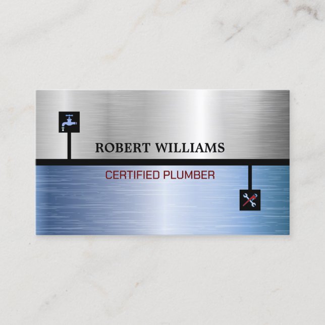 Certified Plumber Silver with Tape template  Business Card (Front)