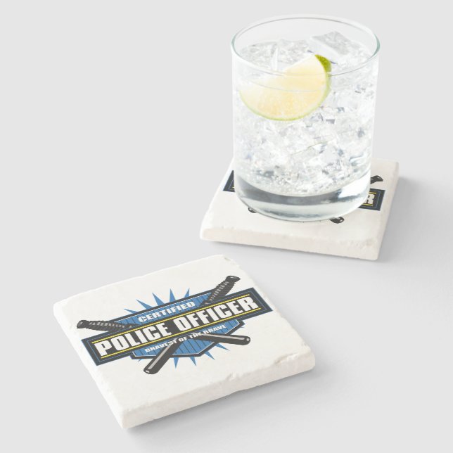 Certified Police Officer Stone Coaster (Side)