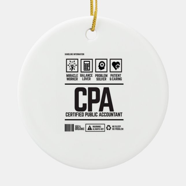certified public accountant-CPA Ceramic Tree Decoration (Front)