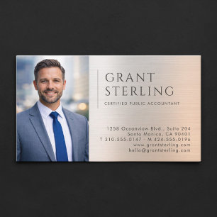 Certified Public Accountant Photo Metallic Business Card