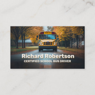 Certified School Bus Driver Vehicle On The Road Business Card