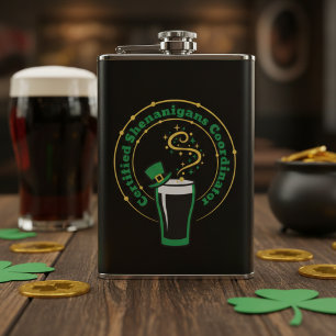 Certified Shenanigans Coordinator St Paddys Hip Flask