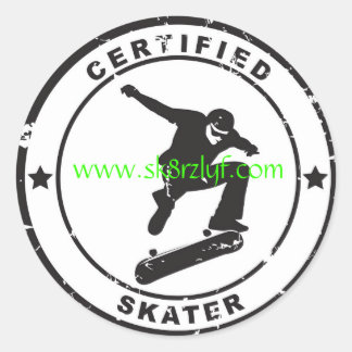 Certified Sk8r, www.sk8rzlyf.com Classic Round Sticker