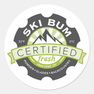Certified Ski Bum Classic Round Sticker