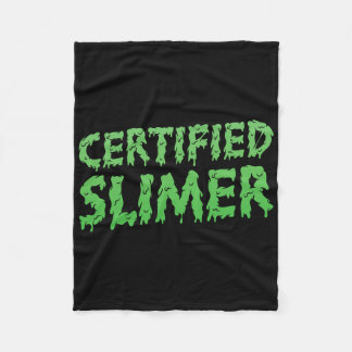 Certified Slimer Halloween Slime Text  Fleece Blanket