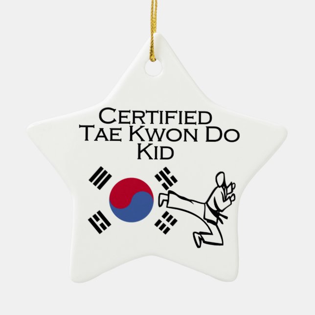 Certified Tae Kwon Do Kid Ceramic Tree Decoration (Front)