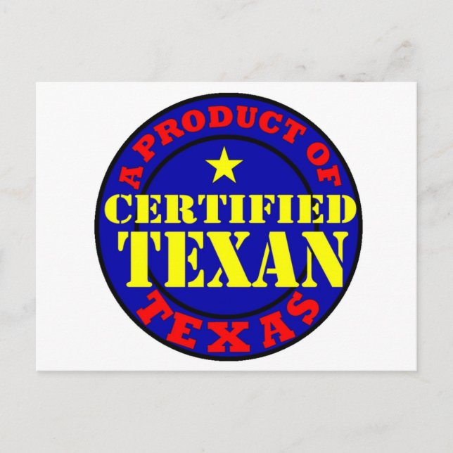 CERTIFIED TEXAN POSTCARD (Front)