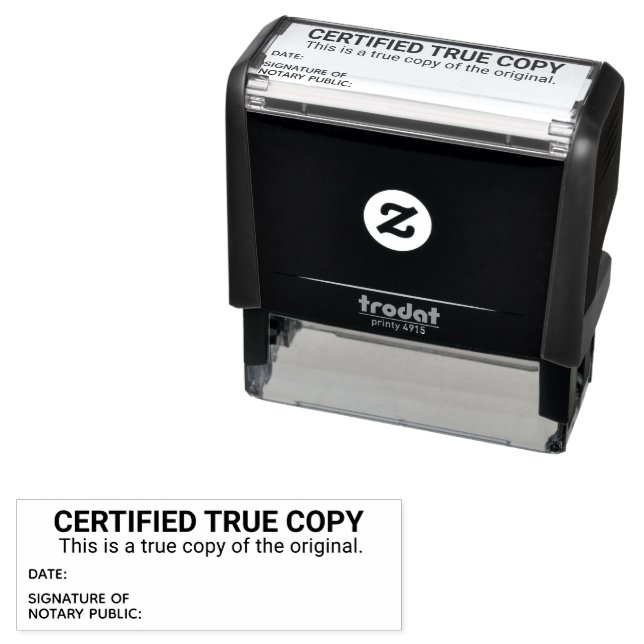 Certified True Copy Notary Public Signature Small Self-inking Stamp (In Situ)