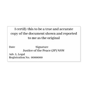 Certified true copy of original Justice of Peace Self-inking Stamp