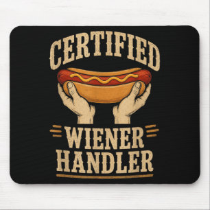 Certified wiener handler funny bbq hotdog grilling mouse pad