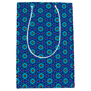 Cerulean and orange flowers in a Purple bk Medium Gift Bag