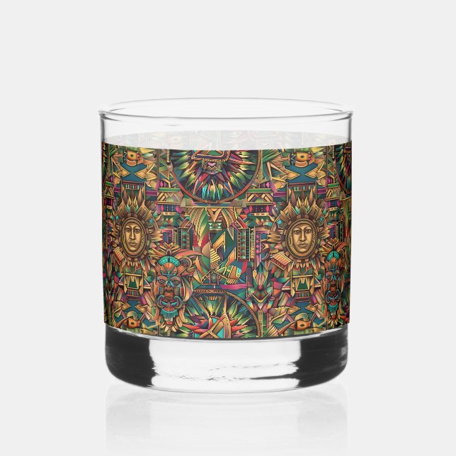 Cerulean "Aztec Dream" 12oz Printed Rocks Glass (Front)