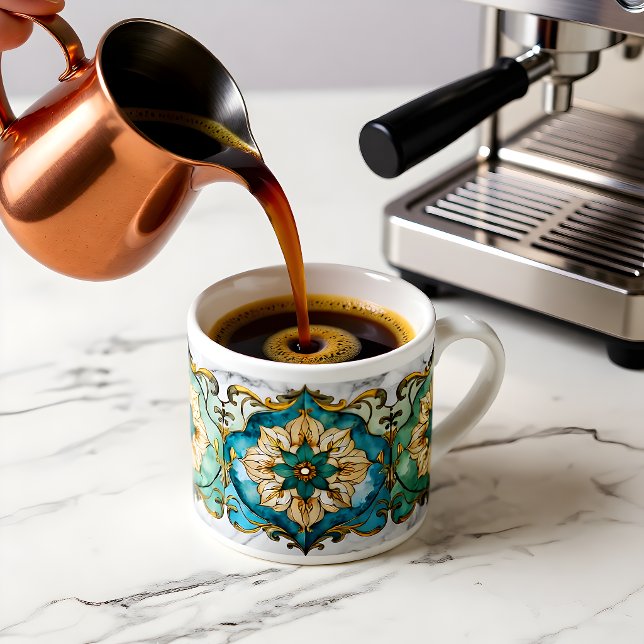Cerulean Bloom Tapestry Espresso Cup (Cerulean Bloom Tapestry Espresso Cup)